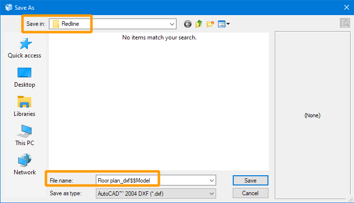 Saving of a Redline file
